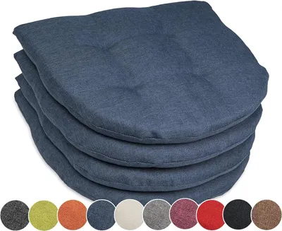 Produktbild von sunnypillow 4er Set Stuhlkissen 40x40 cm Polsterauflage 5cm dick Auflage für Stühle/Bänke in Haus und Garten Sitzkissen Sitzauflage Stuhlauflage Gartenkissen Esszimmerstuhl oder Küche  Blau