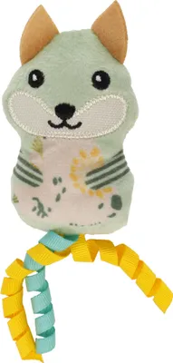 Image de Renard vert en peluche avec rubans et cataire pour chat