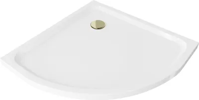 Immagine prodotto di Mexen Flat piatto doccia semicircolare slim 90 x 90 cm, bianco, sifone dorato - 41109090G