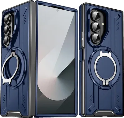 Produktbild von Für Samsung Galaxy Z Fold7 5G MagSafe 360 Grad Magnetischer Ringhalter Schutz Hülle Blau