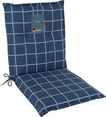 Produktbild von LILENO HOME Gartenstuhl Auflagen als [1er Set - Niedriglehner] in Yacht-Karo Dunkelblau - bequeme Liegen als Sitzauflagen für Gartenmöbel - Stuhlkissen für Gartenstühle und Klappstühle