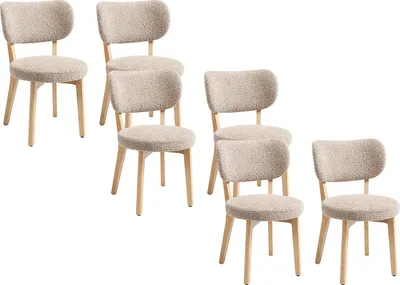Produktbild von Stuhl 6er-Set - Bouclé & Kautschukholz - Taupe - TORIEL