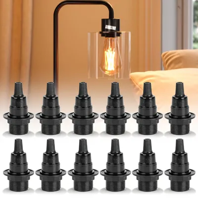 E14 Lampenfassung Schwarz, 12 Stück, Bakelit, 250 V 2 A