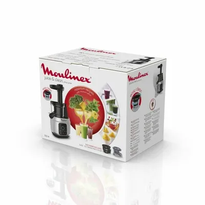 Zdjęcie produktu dla Moulinex ZU420E, Sokowirówka wolnoobrotowa, Aluminium, Czarny, Czarny, 80 RPM, 0,8 l, 0,8 l