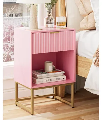 Immagine prodotto di Comodino con cassetto e vano aperto - 40 x 30 x 60 cm - Rosa