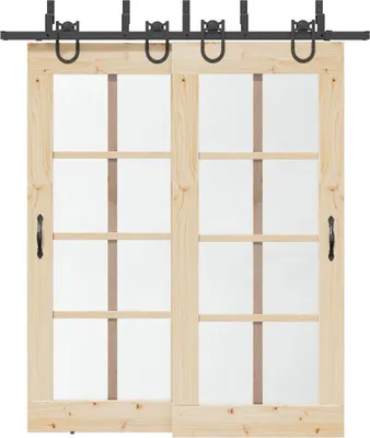 Image de vidaXL Kit de ferrures pour portes coulissantes 200 cm acier noir
