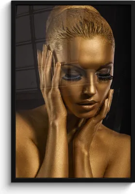 Produktbild von MuchoWow® MuchoWow® Gerahmtes Poster Gold - Frau - Schwarz und Gold 60x90 cm - Poster mit zchwarzem Bilderrahmen - Kunst