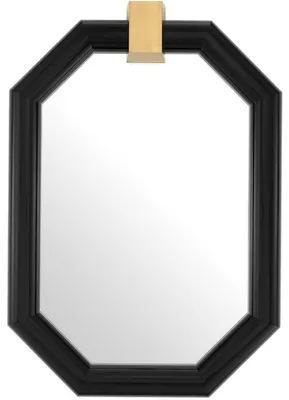 Produktbild von Casa Padrino Luxus Wandspiegel Schwarz / Messing 105 x 15 x H. 151 cm - Achteckiger Mahagoni Spiegel - Luxus Qualität