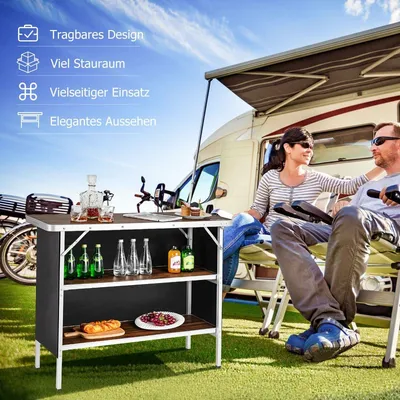 Produktbild von Klappbarer Campingtisch aus Aluminium mit 2 Ablagen
