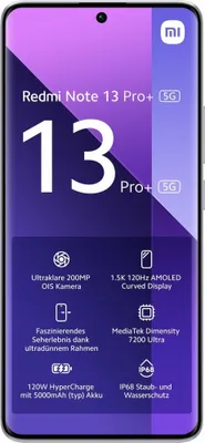 Produktbild von Xiaomi Redmi Note 13 Pro+ 16,9 cm (6.67") Dual-SIM 5G USB Typ-C 8 GB 256 GB 5000 mAh Weiß