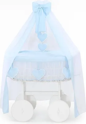 Image de LIT POUR BÉBÉ MY SWEET BABY en Fibre Naturelle Blanche avec Baldaquin et Matelas PREMIUM