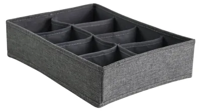 Produktbild von Hausleben® Schubladen Organizer Box 33x24x8 cm – 8 Fächer Faltbox zur Aufbewahrung von Socken, Unterwäsche & Gürteln – Faltbarer Ordnungssystem Einsatz für Schublade & Kleiderschrank – Grau
