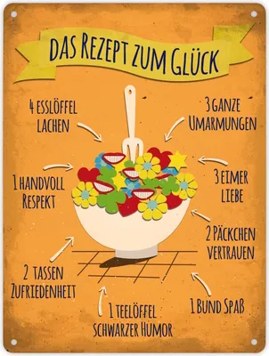 Produktbild von Metallschild XL mit Rezept zum Glück Motiv Schild Blechschild Aluminiumschild