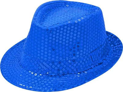 Produktbild von Paillettenhut Blau Glitzer Hut Uni Ideal für Karneval Party Fasching Show