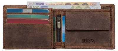Produktbild von Benthill Geldbörse Herren Leder - Echtleder Geldbeutel mit RFID-Schutz - Slim Portemonnaie für Herren