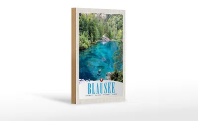 Produktbild von Holzschild Reise 12x18 cm Blausee Schweiz Natur Wald Gebirge