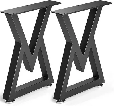 Immagine prodotto di Ibenzoa® Piedini a forma di "V" per mobili, in alluminio nero anodizzato opaco, set di 2, gambe a "V" stabili per tavoli, scrivanie e tavolini
