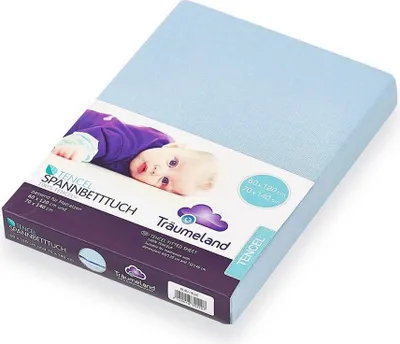 Produktbild von Träumeland Spannbetttuch Lyocell Hellblau , 60 x 120 / 70 x 140 cm