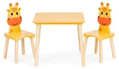 Obrázek produktu pro EcoToys 6162 Dětský dřevěný stolek s židličkami Žirafa, žlutá