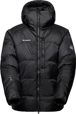 Schwarze Mammut Taiss Pro Belay IN Daunenjacke mit Kapuze und Reißverschluss vorne