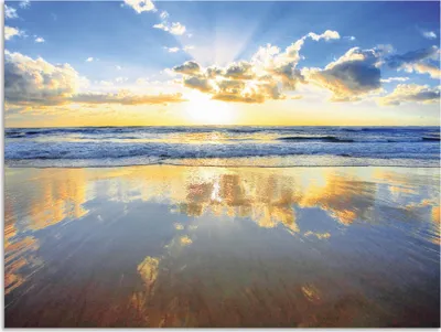 Produktbild von ARTland Wandbild Alu für Innen & Outdoor Sonnenaufgang über dem Ozean Größe: 40x30 cm