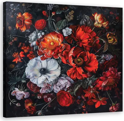 Produktbild von Leinwandbild Kwiaty Liście Róże 50x50 Feeby Bunt bild für die wand bereit zum aufhängen