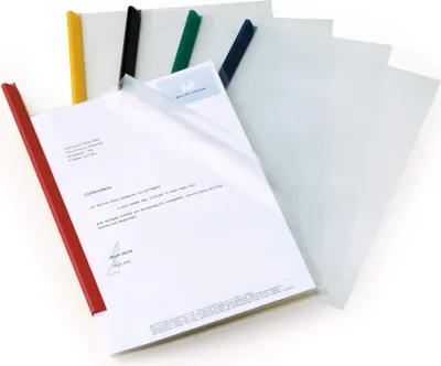 A stack of document folders with papers inside, on a white background.