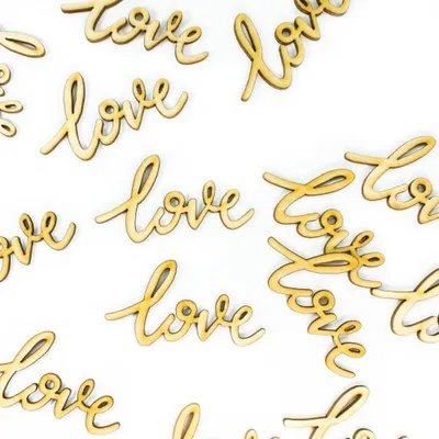 Produktbild von Oblique Unique Love Konfetti 18 Stk Hochzeit Liebe Streudeko Verzierung Echtholz Deko