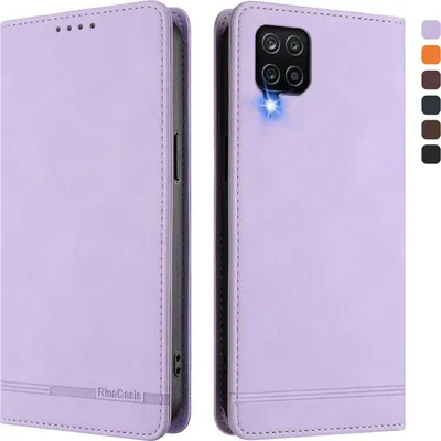 Image de Etui pour Samsung Galaxy A12, étui rétro en cuirPolyuréthaneavec support et fentes pour cartes Violet