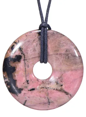 Produktbild von Morella Damen Halskette 80 cm Donut Edelstein Anhänger Rhodonit im Samtbeutel