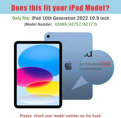 Produktbild von Smart Case für iPad 10. Generation 2022 (10.9 Zoll), Modelle A2696, A2757, A2777, Navy, Leicht Dünn Hart, Dreiteilig faltbar mit Ständerfunktion, Matt Lichtdurchlässig, Fingerabdruckresistent
