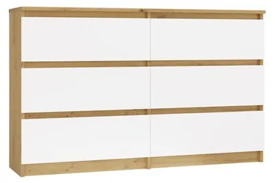Produktbild von Kommode Malwa M6 Eiche Artisan/Weiß 120 cm mit 6 Schubladen