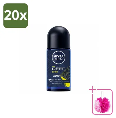 Immagine prodotto di 20 deodoranti roll-on NIVEA MEN Deep Sport - 50 ml - Confezione risparmio - 20 pezzi