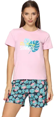 Image de Pyjama pour femme Bellivalini BLV50-160 (feuilles rose pâle, XXL)