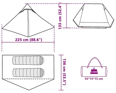 Produktbild von vidaXL Campingzelt 2 Personen Grün Wasserdicht