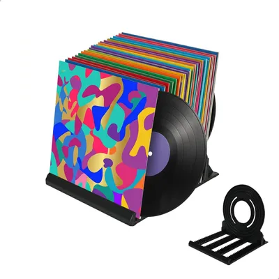 Plattenständer für 25 Vinylplatten, Kunststoff, Schwarz