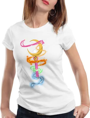 Produktbild von style3 Mondzepter Damen T-Shirt sailor mondstab moon luna mars planet anime, Farbe:Weiß, Größe:XL