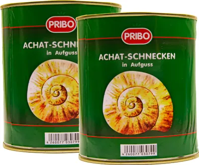 Produktbild von PRIBO Achat-Schnecken 2 x Dose Füllmenge 800g ATG 455g, 144 Stück