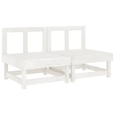 Produktbild von vidaXL Garten-Mittelsofas 2 Stk. Weiß Massivholz Kiefer