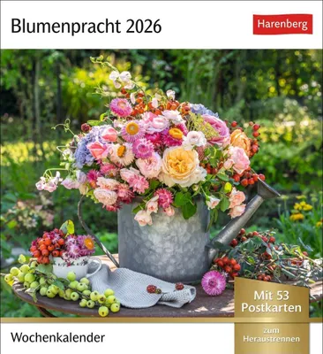 Produktbild von Blumenpracht Postkartenkalender 2026 - Wochenkalender mit 53 Postkarten