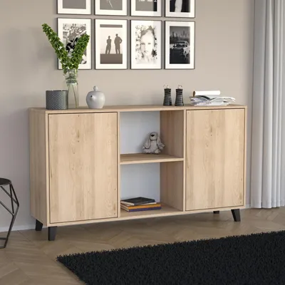Produktbild von BEAUTYSOFA  Kommode HOME 150 cm Artisan, Sideboard mit 2 Türen und zwei offenen Fächern, Anrichte für Wohnzimmer & Flur, Push-to-Open, grifflos