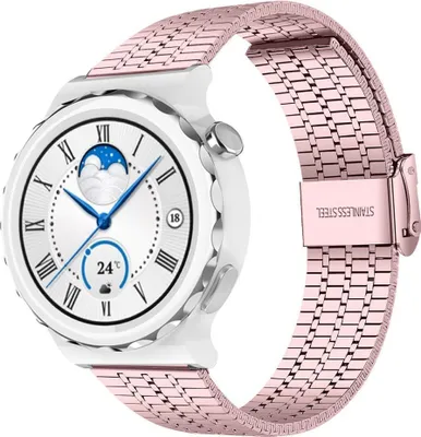 Produktbild von Strap-it Stahlarmband - Kompatibel mit Huawei Watch GT 3Armband 42mmHochwertiger EdelstahlHuawei watch strap Armband mit klappschließe für 20mmArmband Rosa
