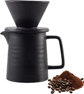 Produktbild von Porzellan Kaffeekanne 500ml Pour Over Set mit Keramiktasse & Handfilter