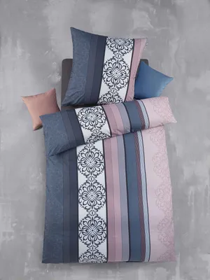 Produktbild von Optidream Mikrofaser Bettwäsche 135 x 200 cm Bettbezug Kopfkissenbezug 80 x 80 cm Lisia blau rosa