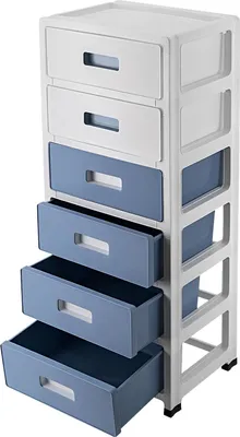 Immagine prodotto di Cassettiera con 6 cassetti - Comò in PP - Impilabile - Mobile - 35×26×83,5 cm - Blu