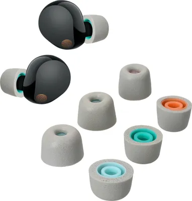 Produktbild von kwmobile 6x Ersatz In Ear Kopfhörer kompatibel mit Sony WF-1000XM5 - 3 Größen - Polster Ohrstöpsel In-Ear Ohrhörer - Hellgrau