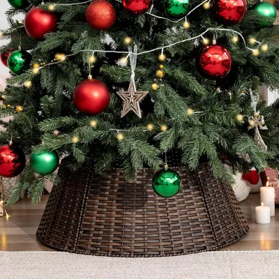 Immagine prodotto di Gonna per albero di Natale in paglia, color marrone, diametro 71 cm, ideale per nascondere la base dell'albero
