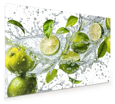 Produktbild von Küchenrückwand Spritzschutz Glas mit Motiv Zitrusfrucht Spritzer 40 x 40 cm