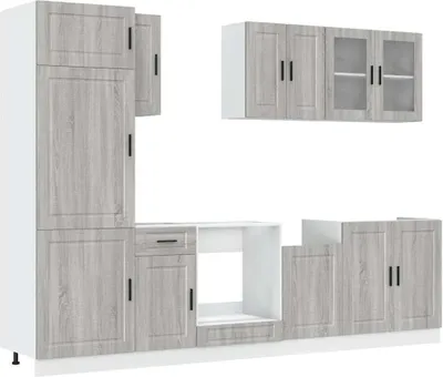Produktbild von 8-tlg. Küchenschrank-Set Kalmar Grau Sonoma Holzwerkstoff