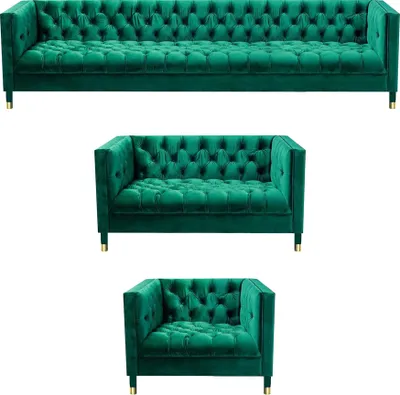 Zdjęcie produktu dla Zestaw Chesterfield zestaw mebli do salonu 3-częściowy tkanina obiciowa